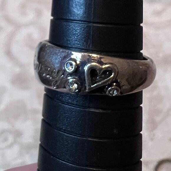 Set of three stackable silver plated rings with engraved message Sz 8 1/2 - Picture 3 of 6